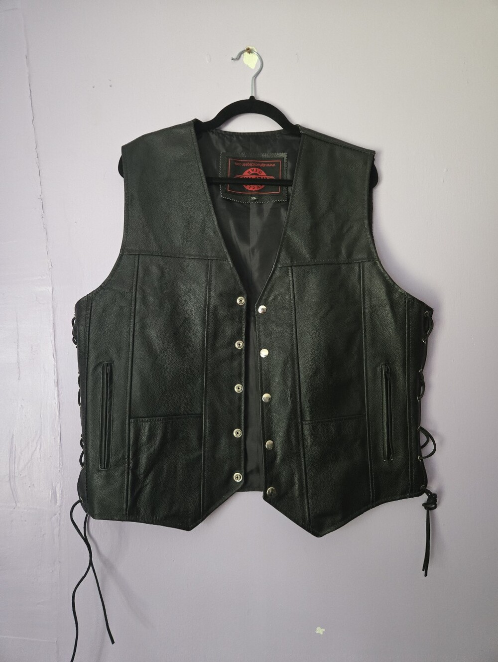 Black LRG Leather Vest with Side Laces